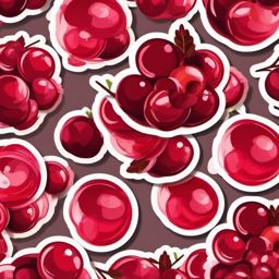 Cranberry Sticker - Tart and vibrant, a school of cranberry-colored bursts, , sticker vector art, minimalist design