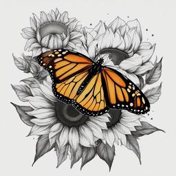 monarch butterfly and sunflower tattoo  