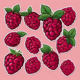 Raspberry Sticker - Tart and delightful, a raspberry-hued treat to enjoy, , sticker vector art, minimalist design