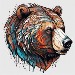 Bear tattoo, Mighty bear tattoo, signifying strength and courage. , tattoo color art, clean white background