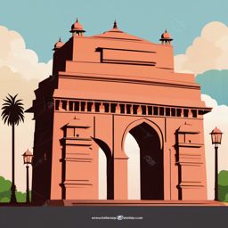 New Delhi clipart - India Gate and Jama Masjid in India, ,color clipart vector style