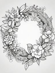 Coloring Page Wreath  outling,coloring pages,black and whit