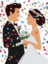 Wedding Confetti clipart - Throwing confetti at the newlyweds, ,vector color clipart,minimal