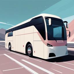 Bus clipart - futuristic electric bus in a clean environment  color,minimalist,vector clipart