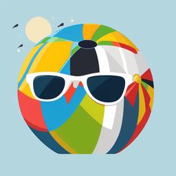 June clipart - sunglasses and beach ball with June written on them  color,minimalist,vector clipart