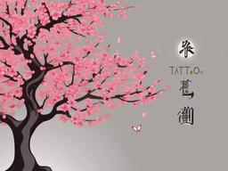 tattoo cherry tree  simple vector color tattoo