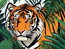 Tiger Clipart in a Jungle,Ferocious tiger in the heart of the jungle, a symbol of power and protection. 