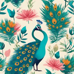 Cute Peacock in an Exotic Garden  clipart, simple