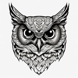 Screech Owl Tattoo - Capture the charm of screech owls in a tattoo design.  simple color tattoo,vector style,white background