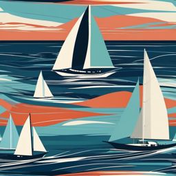 Sailboat on the Horizon clipart - Sailboat on the open sea, ,vector color clipart,minimal