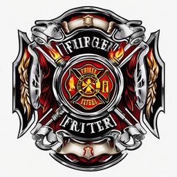 firefighter cross tattoo  simple color tattoo,white background