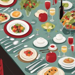 table clipart: organized table set for a delightful meal. 