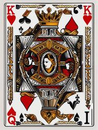 King and Queen Card Tattoo-Bold and artistic tattoo featuring both king and queen cards, capturing themes of royalty and power.  simple color tattoo,white background