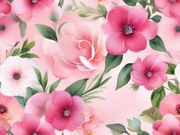 Flower Background Pink-Pink with watercolor flowers arranged delicately in one corner  background wallpaper