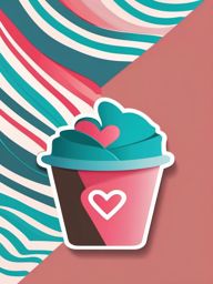 Coffee Cup with Heart Sticker - Coffee cup with a heart-shaped design, ,vector color sticker art,minimal