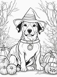 Dog in a Halloween Costume Coloring Pages - Festive Dog Ready for Trick-or-Treat  minimal black outline printable sheet, coloring page