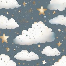 Clouds Stars Tattoo-Whimsical and dreamy tattoo featuring clouds and stars, capturing a sense of celestial beauty.  simple color tattoo,white background