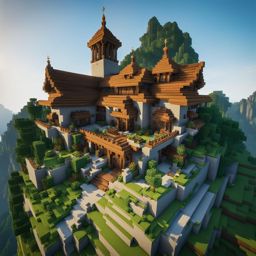 mountain monastery with peaceful gardens - minecraft house ideas minecraft block style