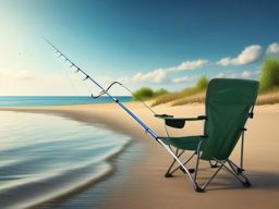 Beachside fishing and angling close shot perspective view, photo realistic background, hyper detail, high resolution