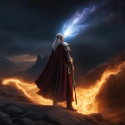 human sorcerer,valandar stormcaller,harnessing the power of a comet,protect their homeland full color photography, high fantasy, photo-realism, hyperrealistic/ultrarealistic/photorealistic