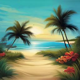 Beach background - beach painting background  