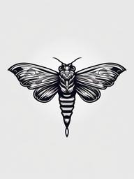 Death Moth Throat Tattoo - Showcase boldness and uniqueness with a throat tattoo featuring a Death moth design.  simple vector color tattoo, minimal, white background