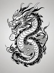 Traditional Japanese Dragon Tattoo Designs - Tattoo designs featuring traditional Japanese dragon motifs.  simple color tattoo,minimalist,white background