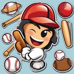Baseball Emoji Sticker - Sporting excitement, , sticker vector art, minimalist design