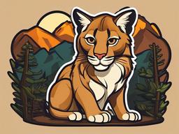 Puma cartoon - mountain-dwelling big cat  cartoon sticker style