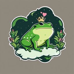 Frog Prince Kissing Sticker - The frog prince sharing a magical kiss. ,vector color sticker art,minimal
