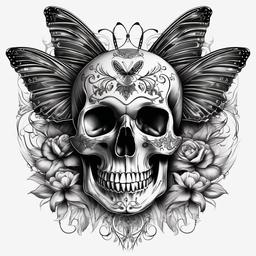 skull with butterfly wings tattoo  