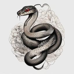 japanese snake tattoo ideas  simple color tattoo,white background,minimal