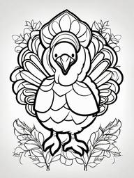 Turkey with a Sign Coloring Pages - Turkey Holding a Thanksgiving Banner  minimal black outline printable sheet, coloring page