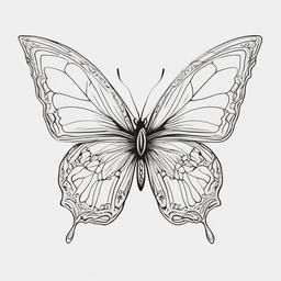 butterfly tattoo outline drawing  simple color tattoo, minimal, white background