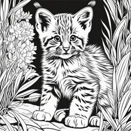 bobcat kittens cute animals coloring page 