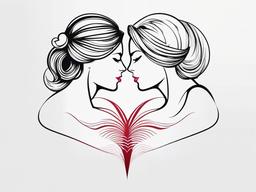 Couple Heartbeat Tattoo - Symbolize unity and connection with a matching heartbeat-themed tattoo for couples.  simple vector color tattoo,minimal,white background