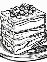 Food Coloring Pages - Slice of lasagna with melted cheese  simple coloring pages