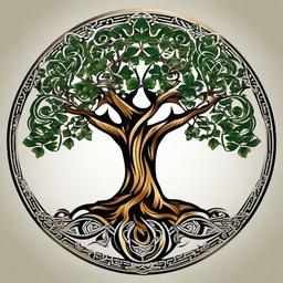 tree of life irish tattoo  simple vector color tattoo