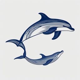 Whale Tale Companions - Pair dolphins with whale tails for a harmonious marine tattoo.  outline color tattoo,minimal,white background