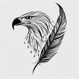 Bald Eagle Feather Tattoo - Feather design with a bald eagle connection.  simple vector tattoo,minimalist,white background