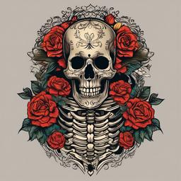 skeleton body tattoo  simple vector color tattoo