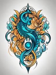 gemini aquarius tattoo  simple vector color tattoo