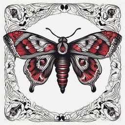 Death Moth Tattoo Traditional - Pay homage to traditional tattoo styles with a Death moth design in classic inkwork.  simple vector color tattoo, minimal, white background