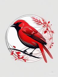 Red Bird Tattoo - Bright red bird tattoo  minimal tattoo design, white background