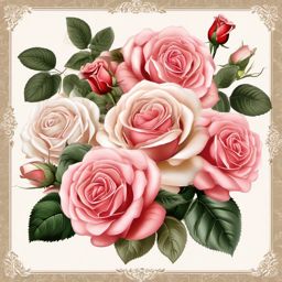 Rose Clipart, Elegant roses in full bloom. 