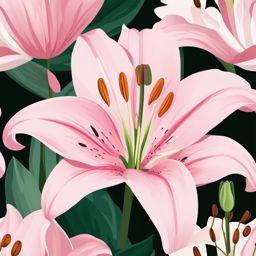 Lily Clip Art - A graceful pink lily with elegant petals,  color vector clipart, minimal style