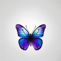 blue purple butterfly tattoo  simple color tattoo,white background,minimal