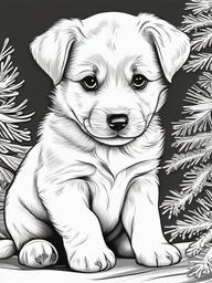 Christmas Puppy Coloring Pages  outling,coloring pages,black and whit