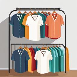 Clothes hanging on a rack clipart.  vector style illustration, white background