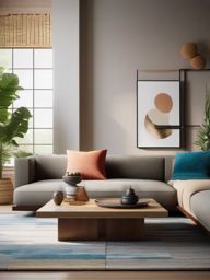 Modern Zen Aesthetics - Create a modern living room with serene and zen-inspired decor. , living room decor ideas, multicoloured, photo realistic, hyper detail, high resolution,